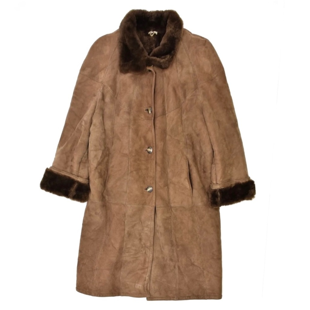 Gorgeous Vintage Mocha /Espresso 💯% Shearling Sueded Lambskin Dress Coat